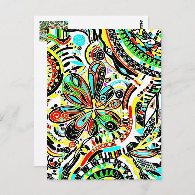 Sketching Fantasy Art - Abstract Flowers 3 Postcard (Front/Back)