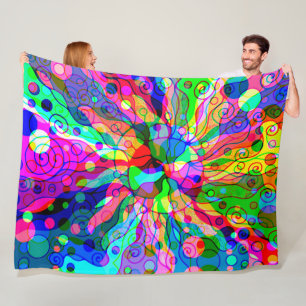Sketching Fantasy Art - Abstract Neon Shift 1 Fleece Blanket