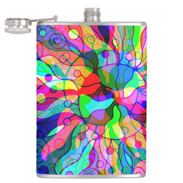 Sketching Fantasy Art - Abstract Neon Shift 1 Hip Flask (Opened)
