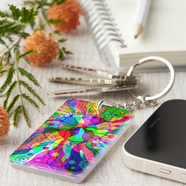 Sketching Fantasy Art - Abstract Neon Shift 1 Key Ring (Front Right)
