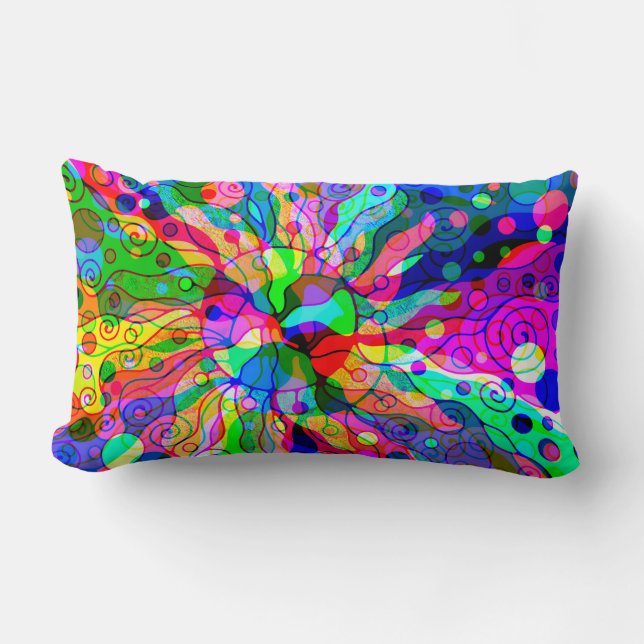Sketching Fantasy Art - Abstract Neon Shift 1 Lumbar Cushion (Front)