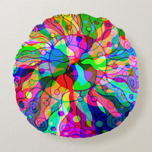 Sketching Fantasy Art - Abstract Neon Shift 1 Round Cushion