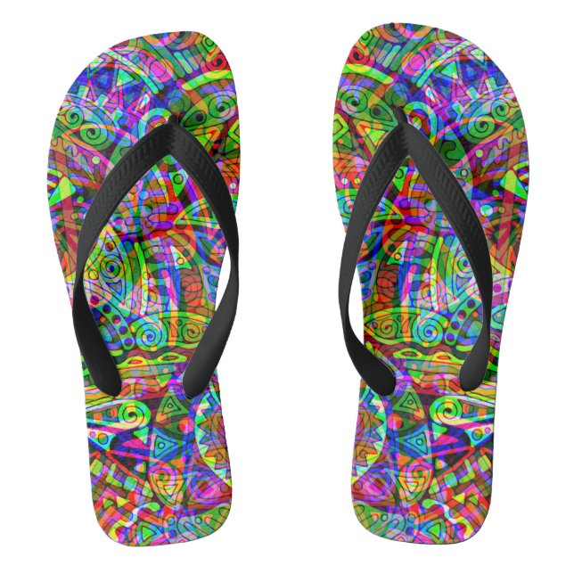 Sketching Fantasy Art - Abstract Neon Shift 3 Jandals (Footbed)