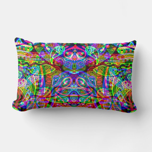 Sketching Fantasy Art - Abstract Neon Shift 3 Lumbar Cushion (Front)