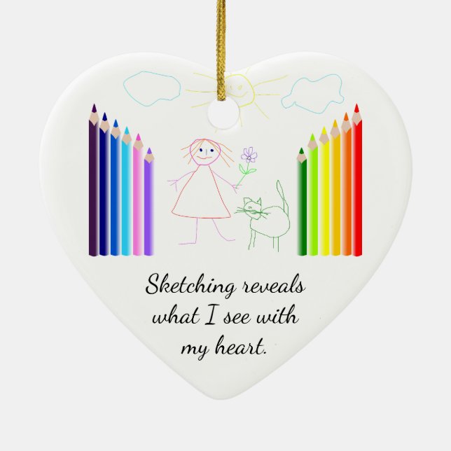 Sketching is My Hobby Heart Shaped Ceramic Tree Decoration (Back)