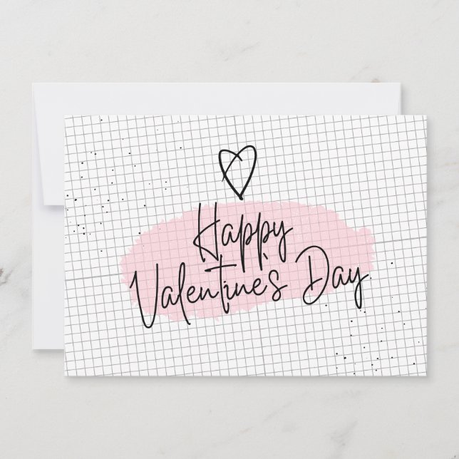 Sketchpad Grid Paper Happy Valentine's Day Card (Front)