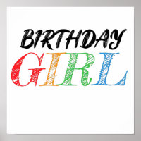 sketchy and colorful birthday girl