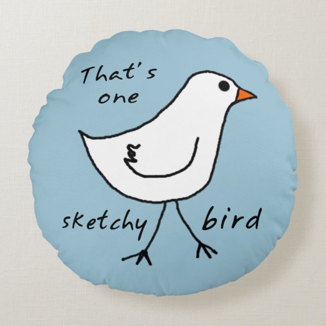 Sketchy Bird Throw Pillow (Front)