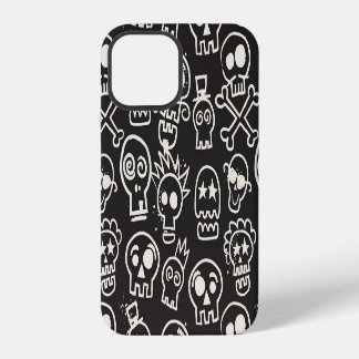 Sketchy Black Skull Seamless Wallpaper iPhone 12 Case