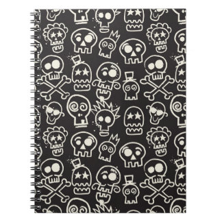 Sketchy Black Skull Seamless Wallpaper Notebook