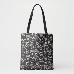 Sketchy Black Skull Seamless Wallpaper Tote Bag