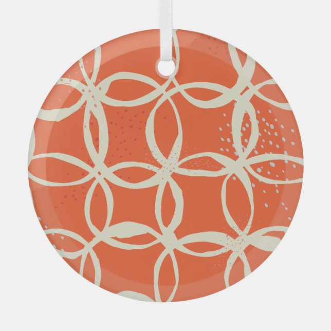 Sketchy Circles Trendy Seamless Design Glass Tree Decoration (Front)