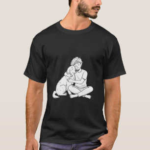 Sketchy Doodle Person Hugging Dog T-Shirt