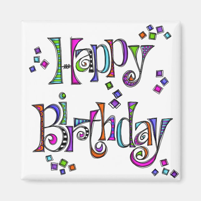 Sketchy Happy Birthday Magnet (Front)