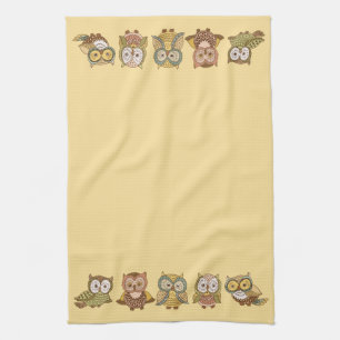 Sketchy Owls Tea Towel