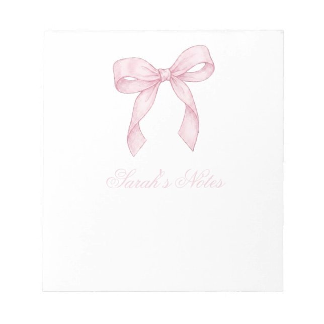 Sketchy Pink Messy Bow Coquette Aesthetic Personal Notepad (Front)