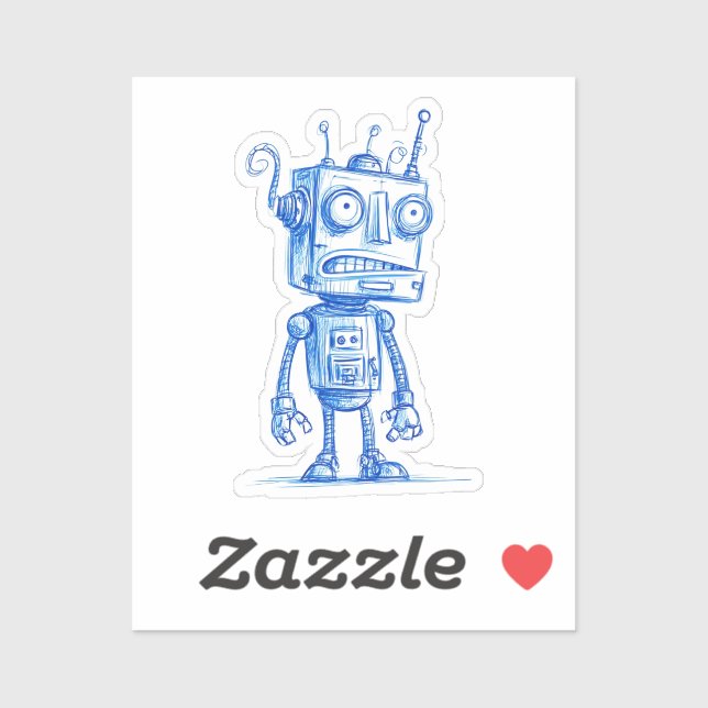 Sketchy Robot Sticker — Quirky Hand-Drawn Design (Sheet)