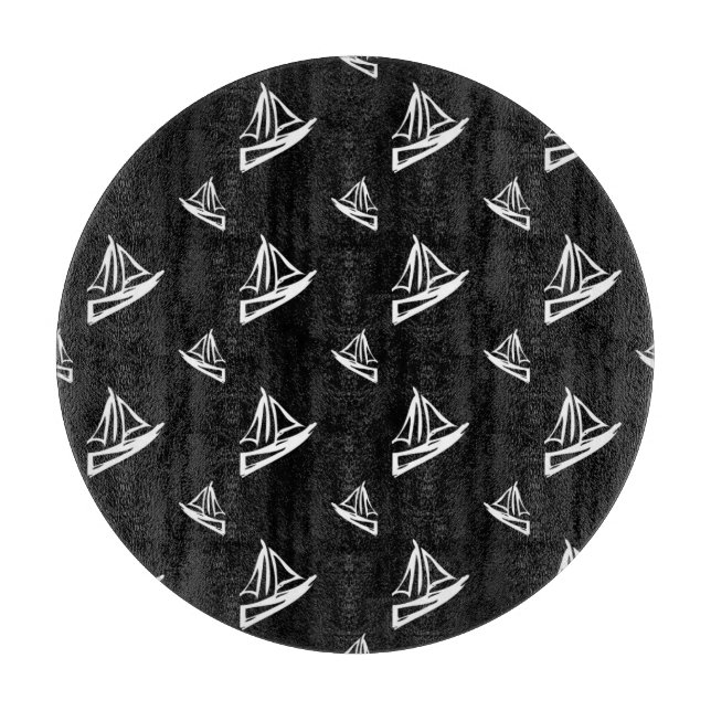 Sketchy Sailboat Pattern Cutting Board (Front)