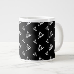 Sketchy Sailboat Pattern Large Coffee Mug