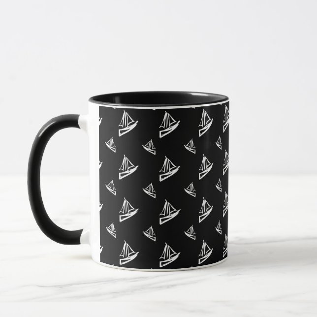 Sketchy Sailboat Pattern Mug (Left)