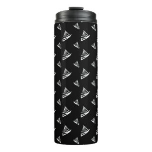 Sketchy Sailboat Pattern Thermal Tumbler