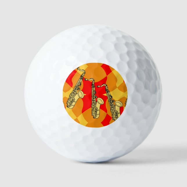 Sketchy Saxophone Grey Pattern Golf Balls (Front)