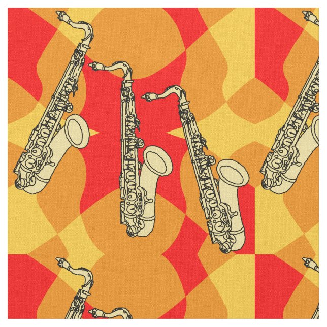  Sketchy Saxophone Pattern Fabric (Close Up)