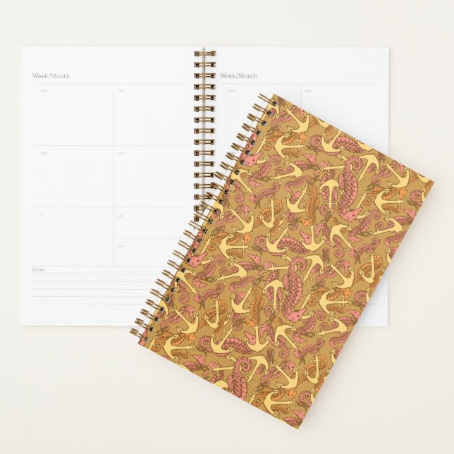 Sketchy Seahorse And Anchor Pattern Planner (Display)