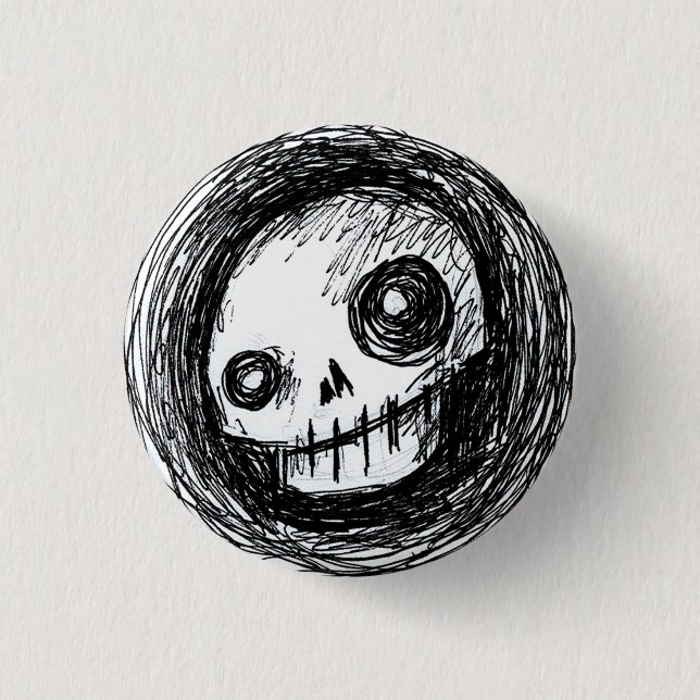 Sketchy Skull 3 Cm Round Badge (Front)