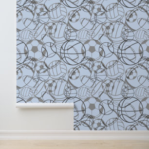 Sketchy Sports Balls Abstract Design Wallpaper