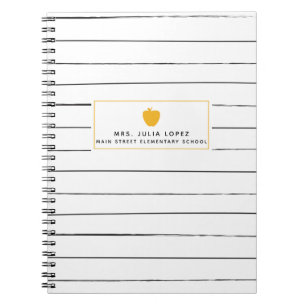 Sketchy Stripes Golden Apple Teacher Notebook