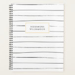 Sketchy Stripes Personalised Planner<br><div class="desc">A  planner featuring a sketchbook inspired black and white thin stripes design on front and back.</div>
