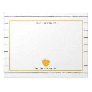 Sketchy Stripes Yellow Apple Teacher Notepad