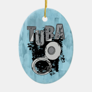 Sketchy Tuba and Text Ceramic Tree Decoration