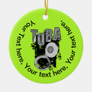 Sketchy Tuba and Text Ceramic Tree Decoration