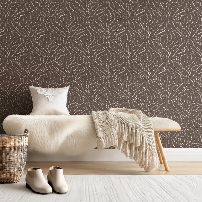 Sketchy Wavy Vines / nutshell brown Wallpaper (Creator Uploaded)