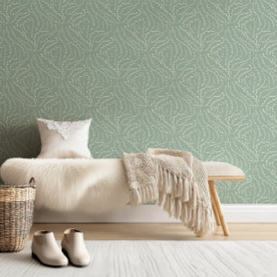 Sketchy Wavy Vines / quietude green Wallpaper