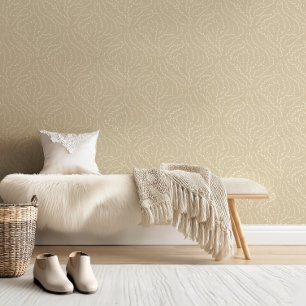 Sketchy Wavy Vines / stucco cream Wallpaper