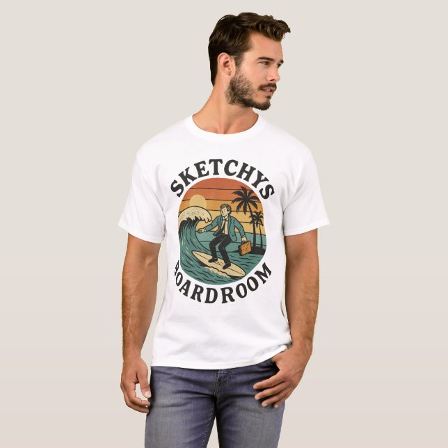 Sketchys Boardroom - Retro surf tshirt  (Front Full)