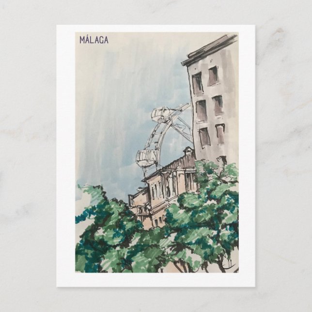 Skethchbook pages. Málaga. Markers Postcard (Front)