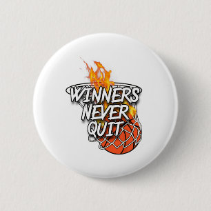 Sketll Apparel - Winners Never Quit - Fire Sketll  6 Cm Round Badge