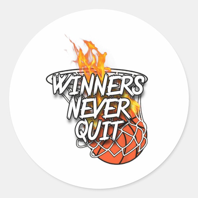 Sketll Apparel - Winners Never Quit - Fire Sketll  Classic Round Sticker (Front)