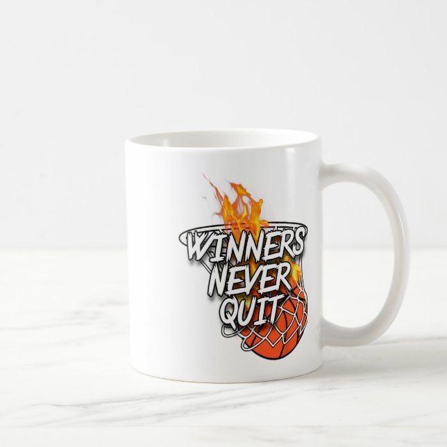 Sketll Apparel - Winners Never Quit - Fire Sketll  Coffee Mug (Right)