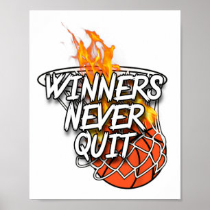 Sketll Apparel - Winners Never Quit - Fire Sketll  Poster
