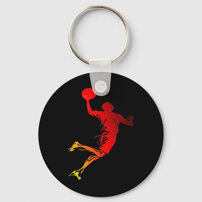 Sketll Flame Dunk Flame Sketll Player Gift  Key Ring (Front)