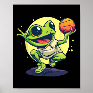 Sketll Frog Toad Sketll Player Animal Art Drawing Poster