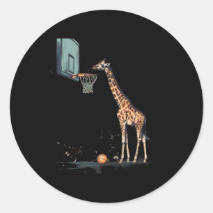Sketll Giraffe Sketll Hoop Artwork Slam Dunk  Classic Round Sticker