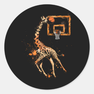 Sketll Giraffe Slam Dunk Drawing Sketll Lover  Classic Round Sticker