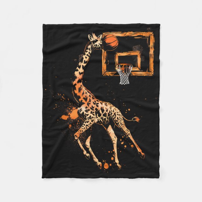 Sketll Giraffe Slam Dunk Drawing Sketll Lover  Fleece Blanket (Front)