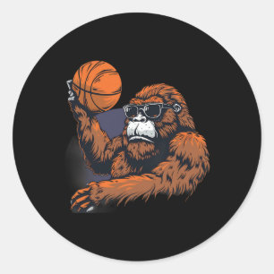 Sketll Gorilla Drawing Artwork Bigfoot Sketll Love Classic Round Sticker